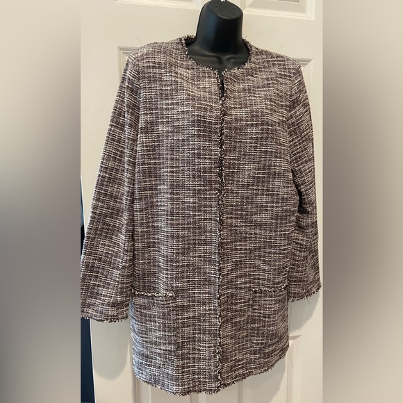 Max Studio Tan Boucle Textured Open Front Blazer Womens XL Lightweight - Picture 3 of 3